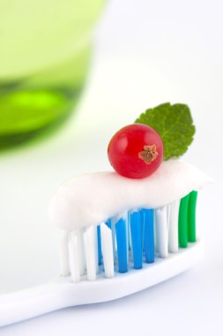 Toothbrush With Fresh Minty Toothpaste clipart