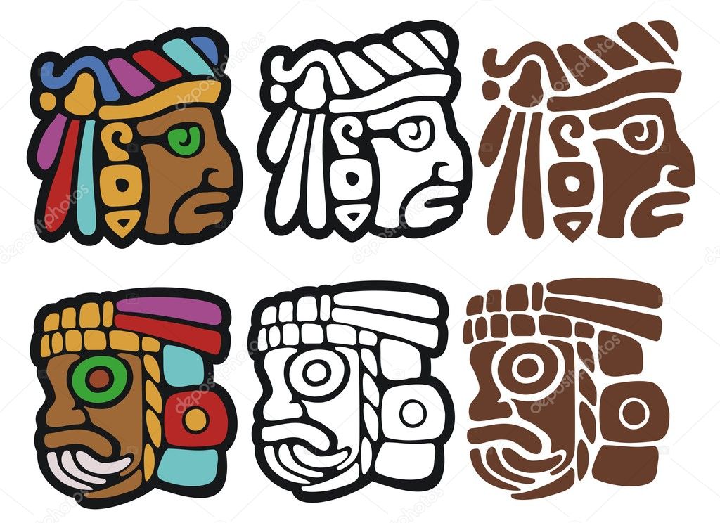 Mayan spot illustrations, with variations