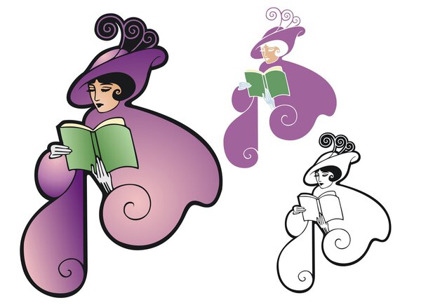 Модная барышня, читающая
