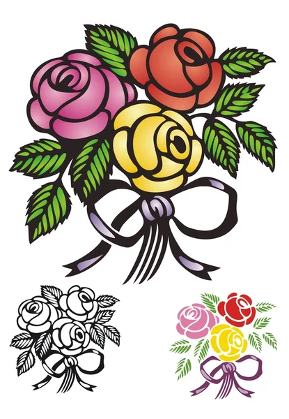 Bouquet de trois roses — Image vectorielle