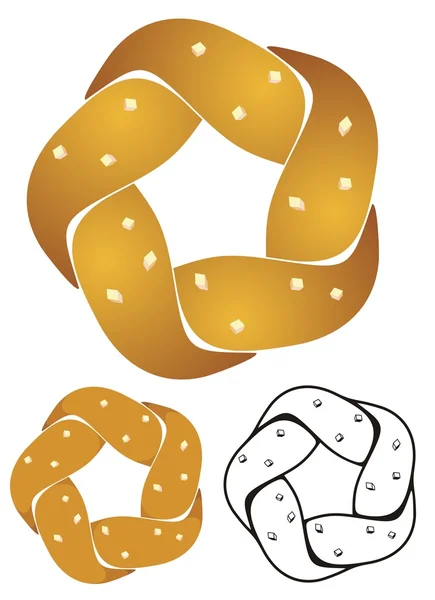 Cinque torsione pretzel — Vettoriale Stock