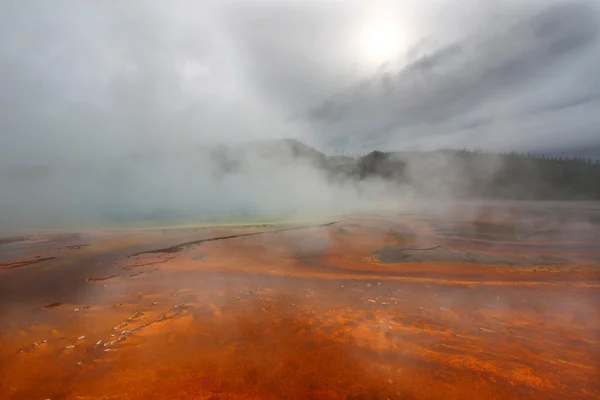 Steam from Grand Prismatic Spring — Stock Photo, Image