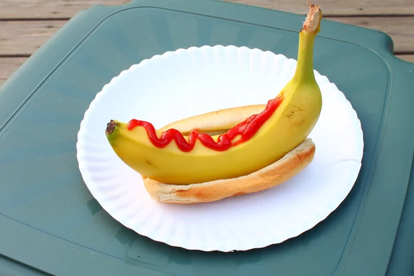 stock image Banana dog with Ketchup