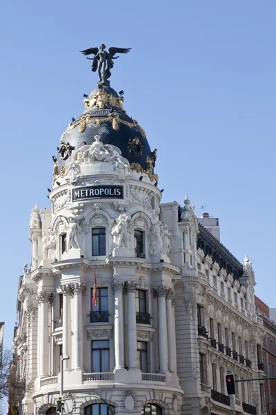 Metropolis épülete madrid — Stock Fotó