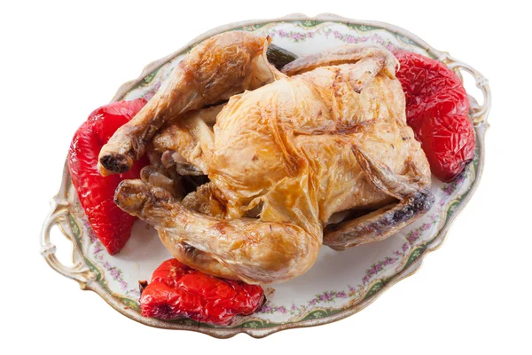 Pollo arrosto con peperoni rossi — Foto Stock