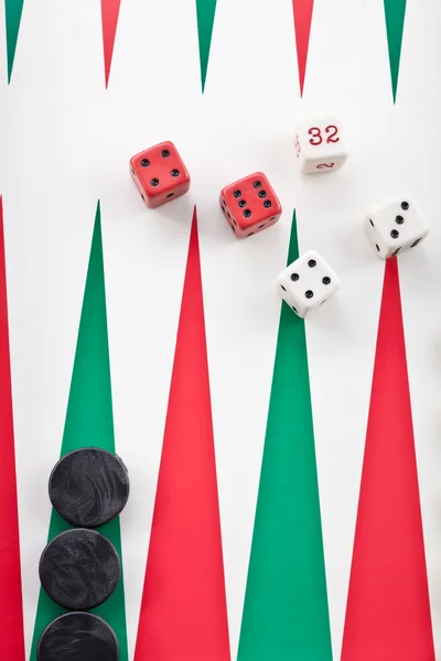 Backgammon game with dice — Stock Photo, Image