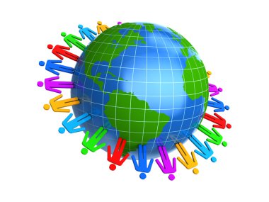 Peoplae around the earth clipart