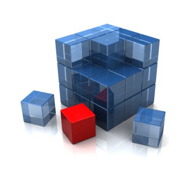 Cube assembling clipart