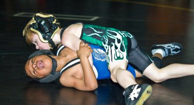 Young Boys Learning to Wrestle clipart