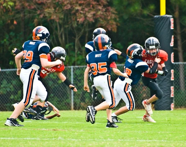 Youth League Football Tackling the Runner — Stock Photo, Image