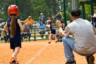 Girl's Softball Runner and Coach clipart