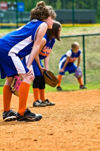Girl's Softball Outfielders Royalty Free Stock Images