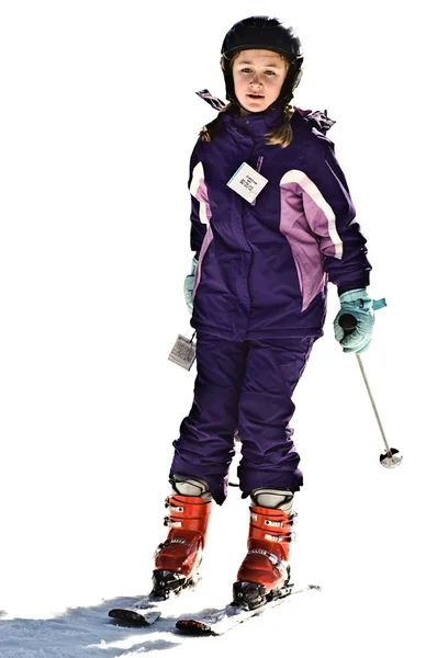 滑雪的年轻女孩 — 图库照片