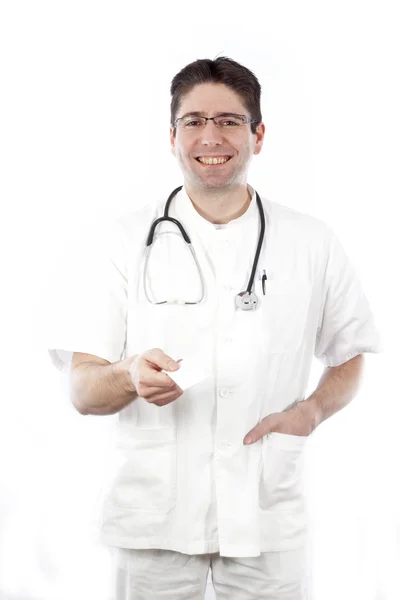 Doktor bir kart ile — Stok fotoğraf