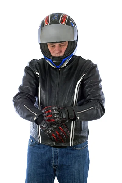Vestido de motociclista — Foto de Stock