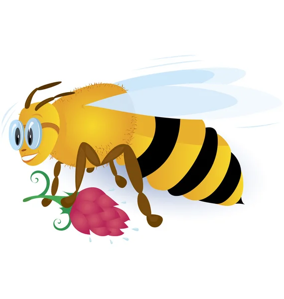 Bee with pink flower — Stock Vector