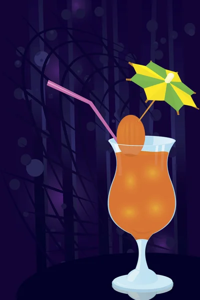 Cocktail- décoré avec un cure-dent parapluie — Image vectorielle