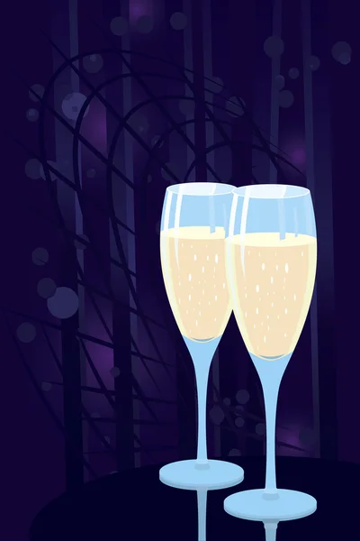 Deux verres à champagne — Image vectorielle