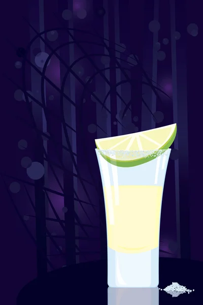 Tequila cocktail slice of lime and some salt - Stok Vektor