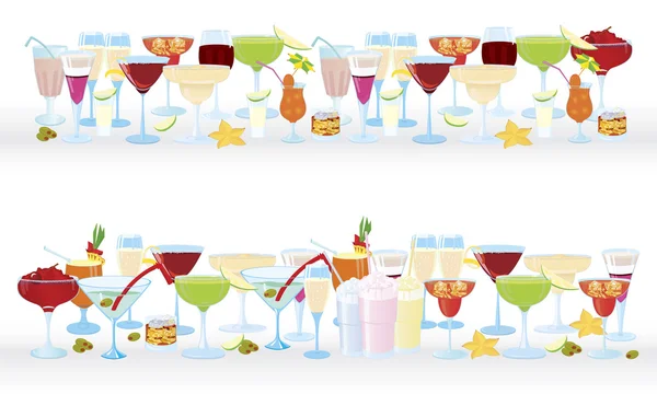 Frontières horizontales cocktail — Image vectorielle