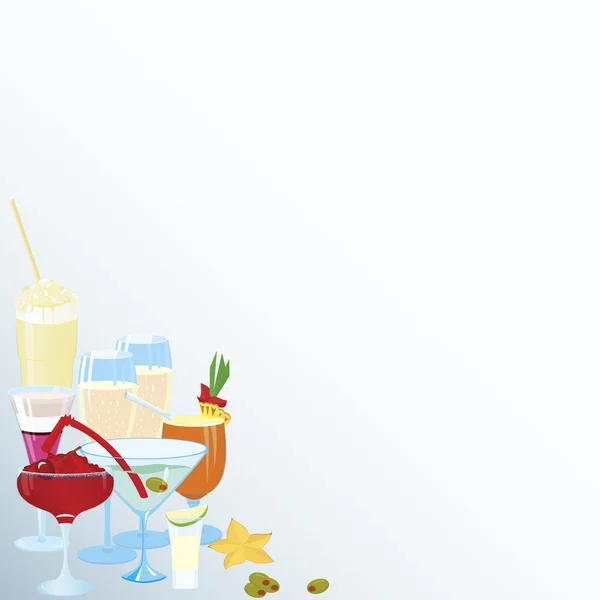 Corner-martini-cocktail-borders — Stockový vektor