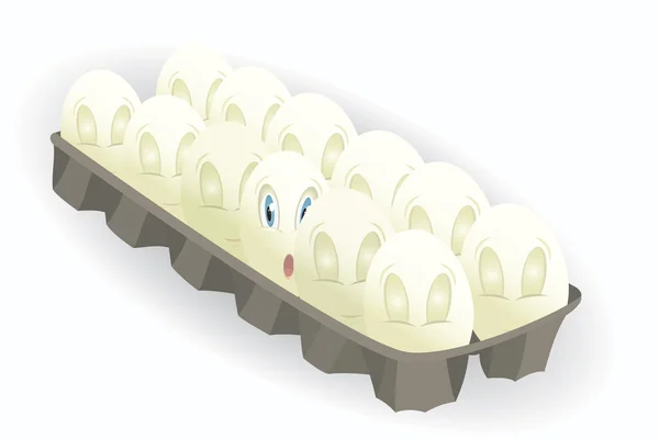 Eleven-eggs-with-closed-eyes-and-one-with-open-eyes — ストックベクタ