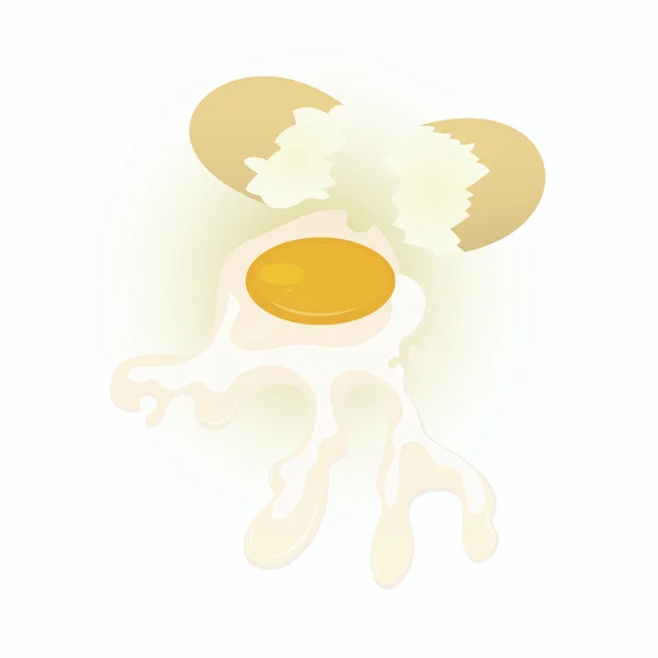 Huevo roto y cáscaras de huevo sobre fondo blanco — Archivo Imágenes Vectoriales
