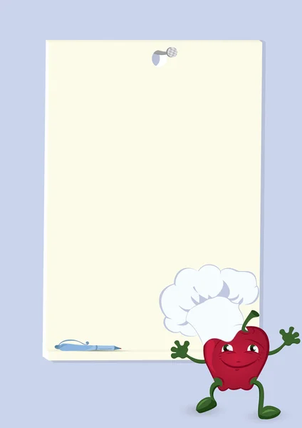 Apple-caricatura-personaje-cerca-menú-tablero — Archivo Imágenes Vectoriales