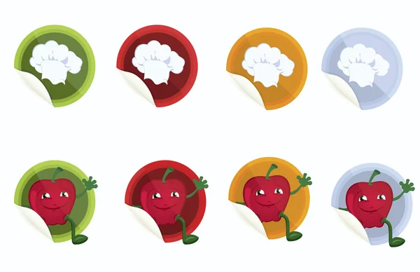 Set-of-vector-stickers-with-chef-Hat-and-Apple — Vector de stock