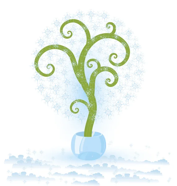 Tree with snowflakes — Stock Vector