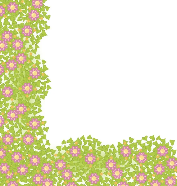 Dekoratív sarok elem, rózsaszín virágokkal — Stock Vector