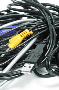 Pile of different cables clipart