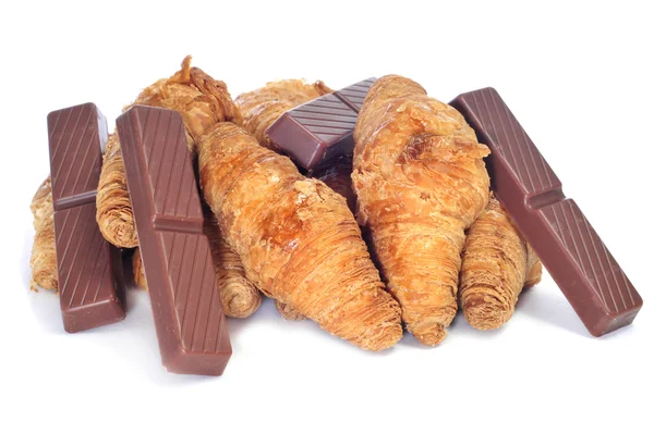 Croissants and chocolate — Stock Photo, Image