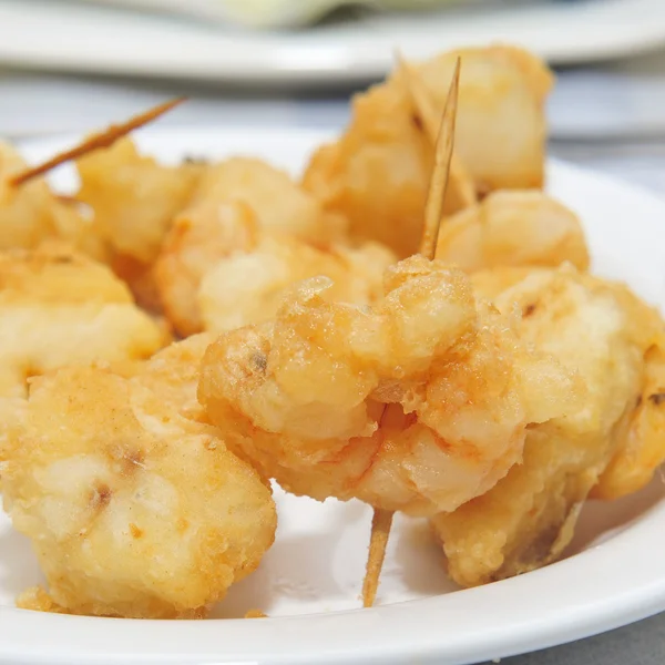 Battered and fried shrimps tapas — Stock Photo, Image