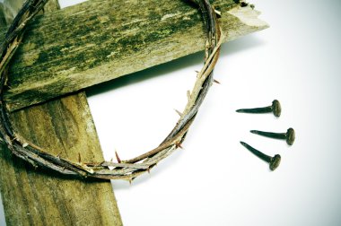 Crown of thorns, cross and nails clipart