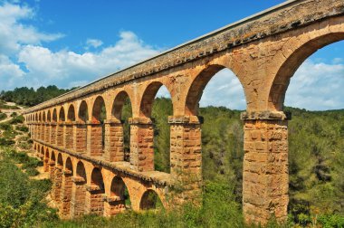 Roman Aqueduct Pont del Diable in Tarragona, Spain clipart