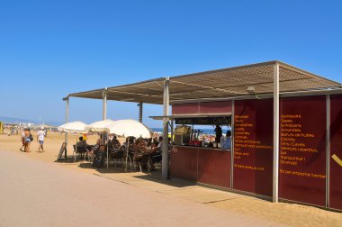 Beach restaurant in Barcelona, Spain clipart