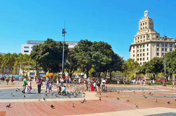 Na Plaza catalunya v Barceloně, Španělsko — Stock fotografie