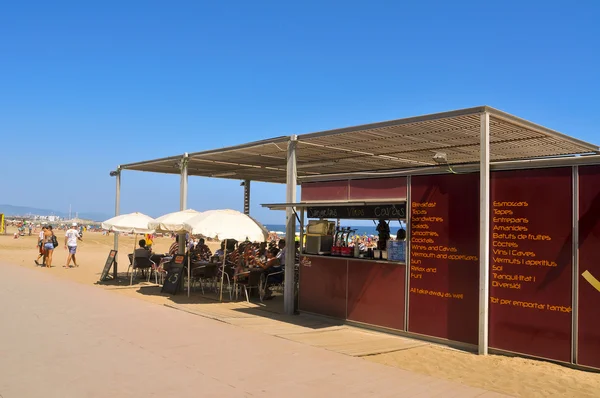 在巴塞罗那，西班牙的海滩餐厅 — 图库照片