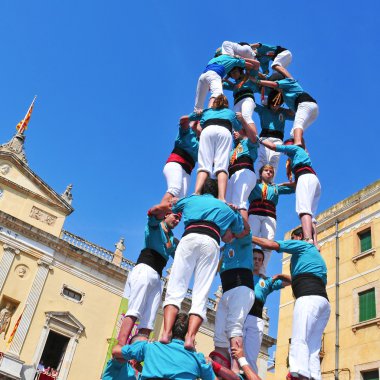 Castells, human towers in Tarragona, Spain clipart