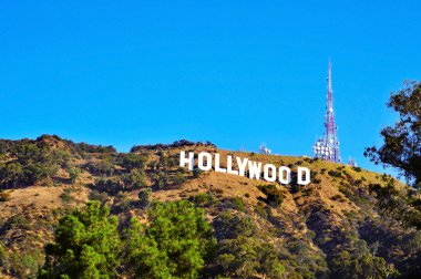 Hollywood sign in Mount Lee, Los Angeles, United States clipart