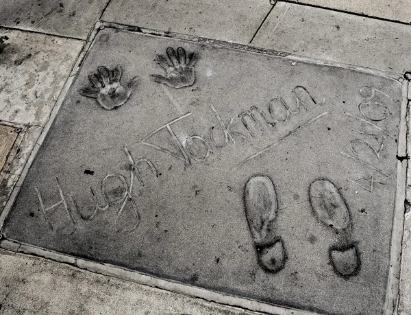 Hugh jackman αποτυπώματα στο Χόλιγουντ, Ηνωμένες Πολιτείες — Φωτογραφία Αρχείου