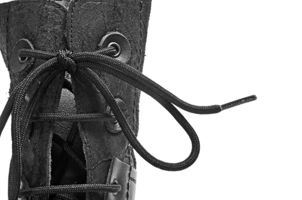 Svart läder boot — Stockfoto