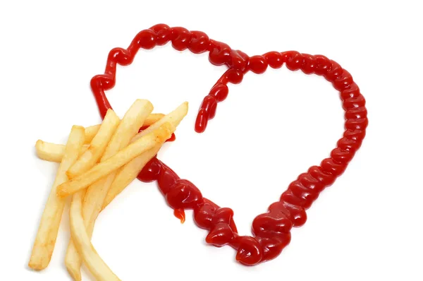 Pommes frites och hjärta — Stockfoto