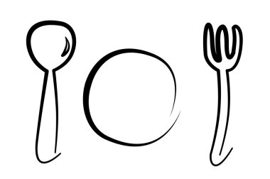 Spoon, plate and fork clipart