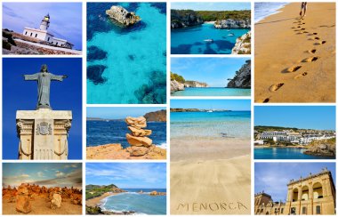 Collage with different views of Menorca, Balearic Islands, Spain clipart