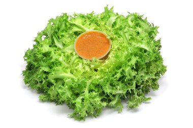 Escarole endive with romesco sauce, a typical salad from Catalon clipart