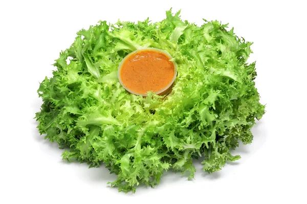 Romesco 酱 escarole 菊苣、 卡塔隆从典型沙拉 — 图库照片