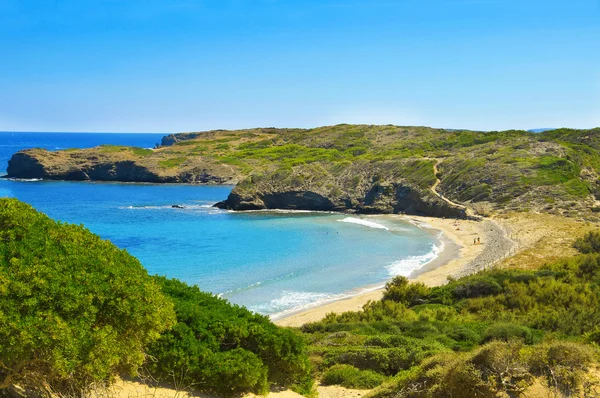 Cala de pl tortuga beach w wakacje, Majorka, Hiszpania — Zdjęcie stockowe