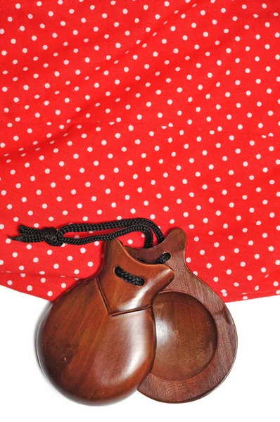 Castañuelas y traje de flamenca — Foto de Stock
